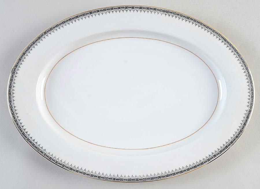Virginia (Geometric Band) 12" Oval Serving Platter by Thun-1