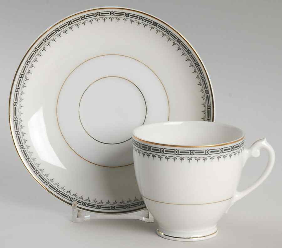 Virginia (Geometric Band) Footed Demitasse Cup & Saucer Set by Thun-1