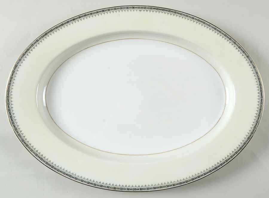 Virginia (Geometric Band) 14" Oval Serving Platter by Thun-1