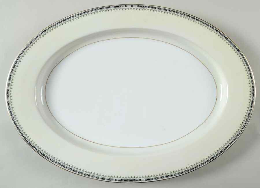 Virginia (Geometric Band) 16" Oval Serving Platter by Thun-1