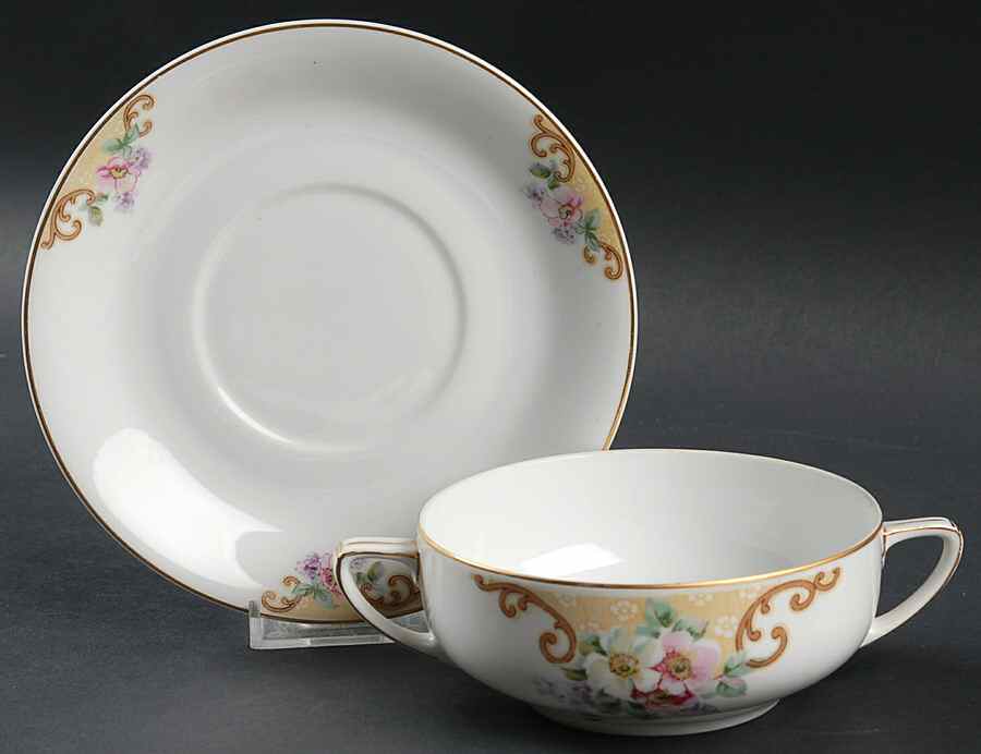 Windemere (Round) Flat Cream Soup Bowl & Saucer Set by Thun-1