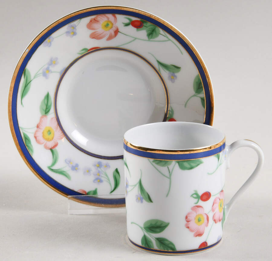 American Garden (France) Flat Demitasse Cup & Saucer Set by Tiffany-1