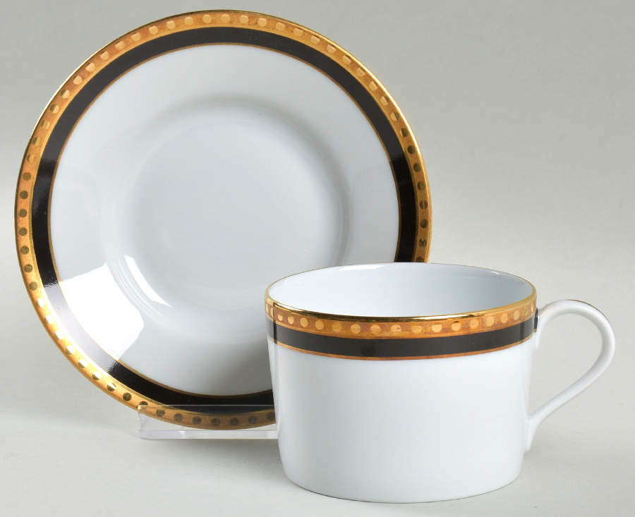 Black Band Flat Cup & Saucer Set by Tiffany-1