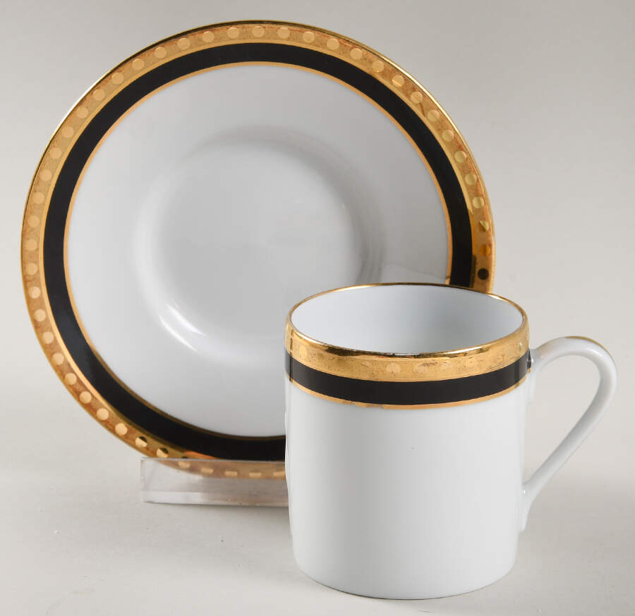 Black Band Flat Demitasse Cup & Saucer Set by Tiffany-1