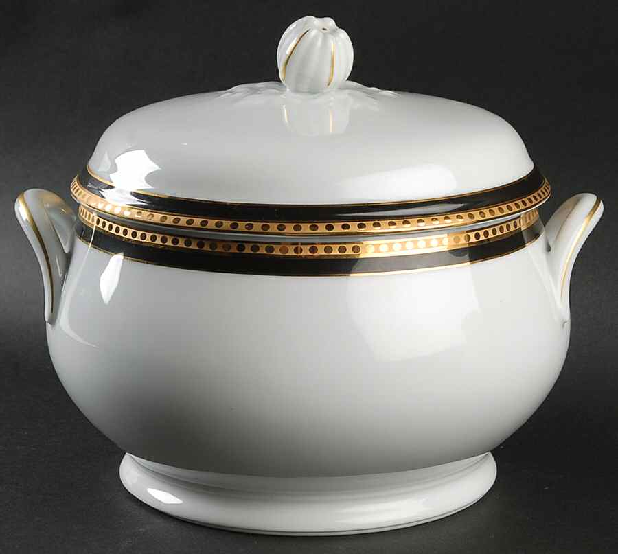 Black Band Tureen &  Lid by Tiffany-1