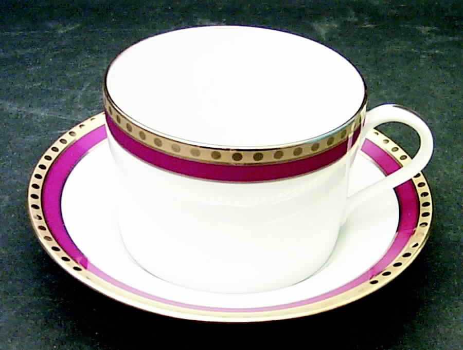 Rust Band Flat Cup & Saucer Set by Tiffany-1