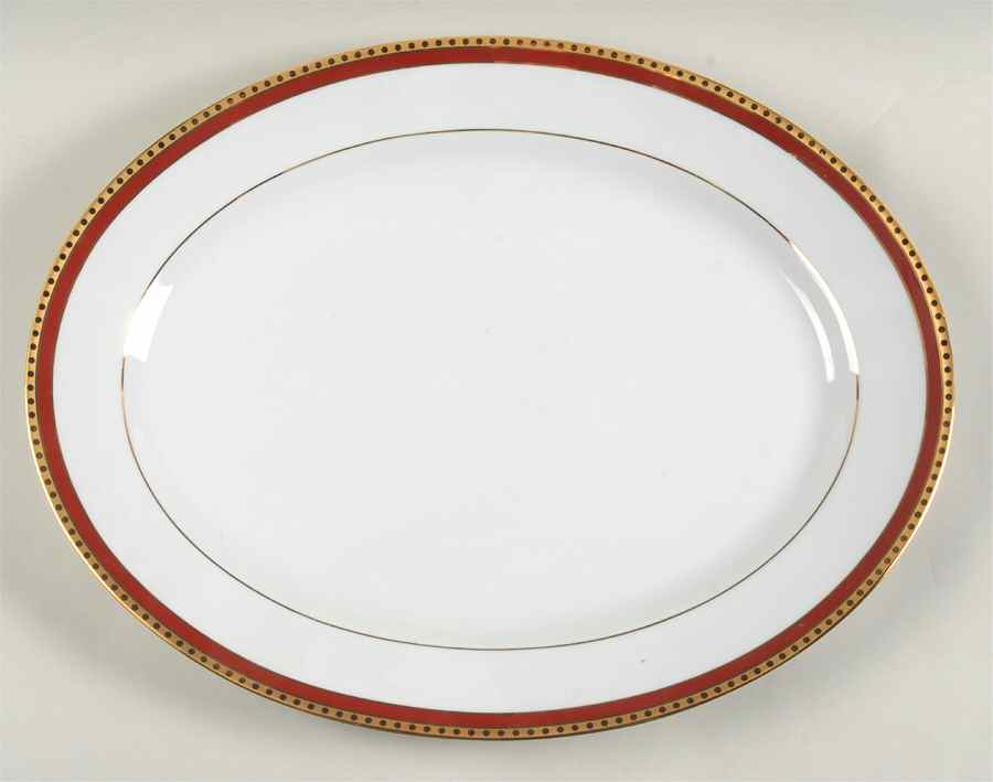 Rust Band 15" Oval Serving Platter by Tiffany-1