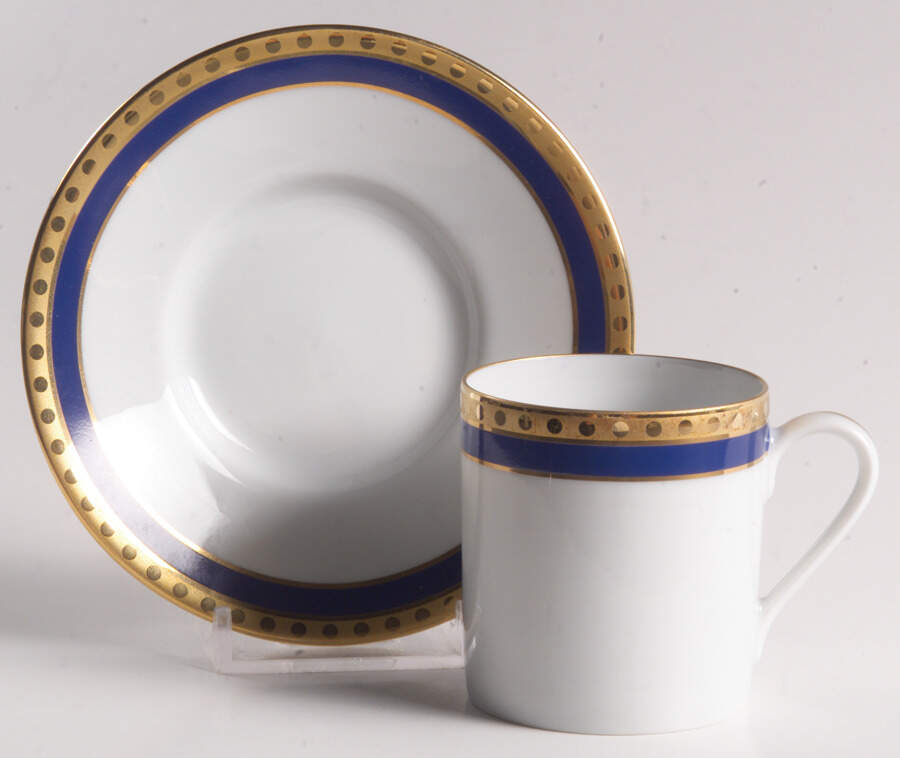 Blue Band Flat Demitasse Cup & Saucer Set by Tiffany-1