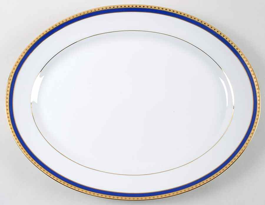Blue Band 15" Oval Serving Platter by Tiffany-1