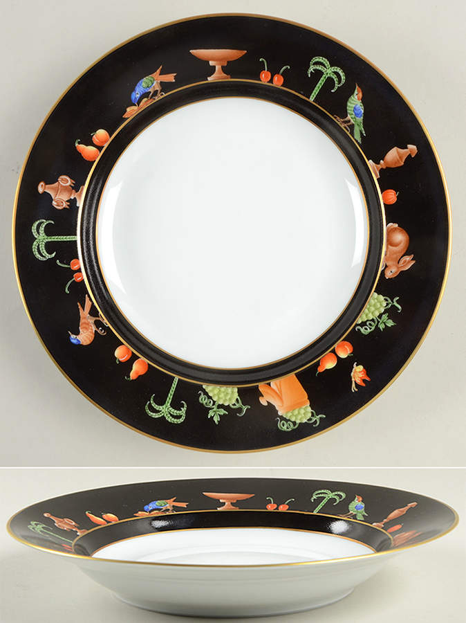 Black Shoulder Large Rim Soup Bowl by Tiffany-1
