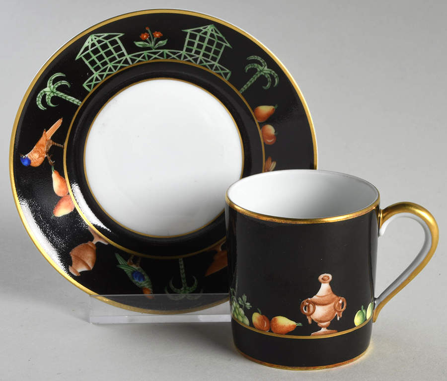 Black Shoulder Flat Demitasse Cup & Saucer Set by Tiffany-1