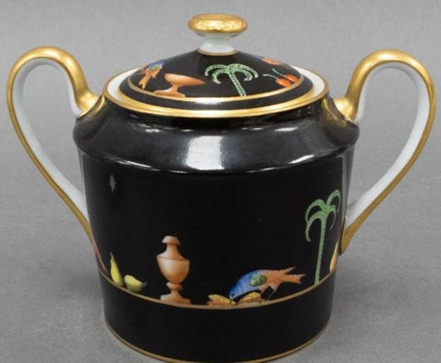 Black Shoulder Sugar Bowl & Lid by Tiffany-1
