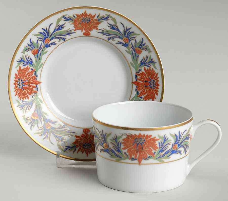 Chrysanthemum Flat Cup & Saucer Set by Tiffany-1