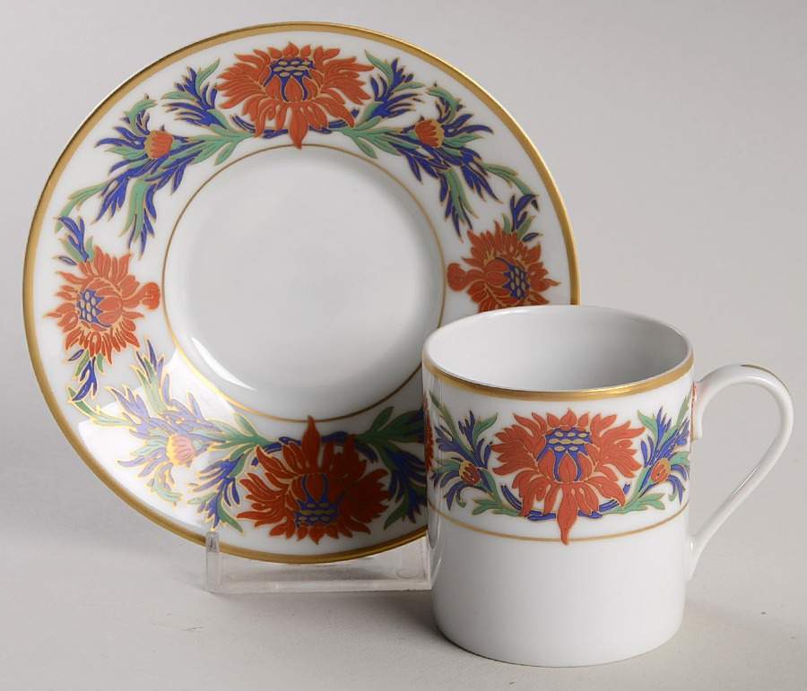 Chrysanthemum Flat Demitasse Cup & Saucer Set by Tiffany-1