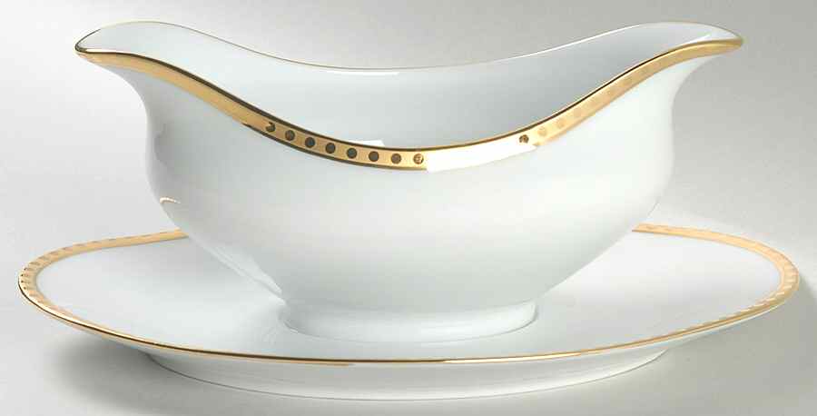 Gold Band Gravy Boat with Attached Underplate by Tiffany-1