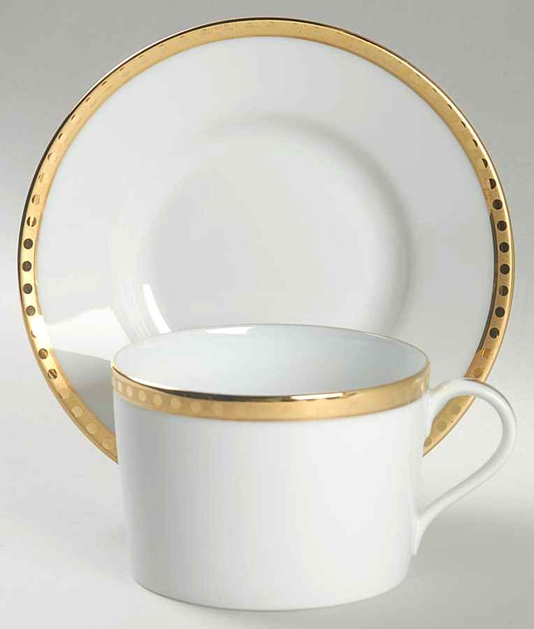 Gold Band Flat Cup & Saucer Set by Tiffany-1