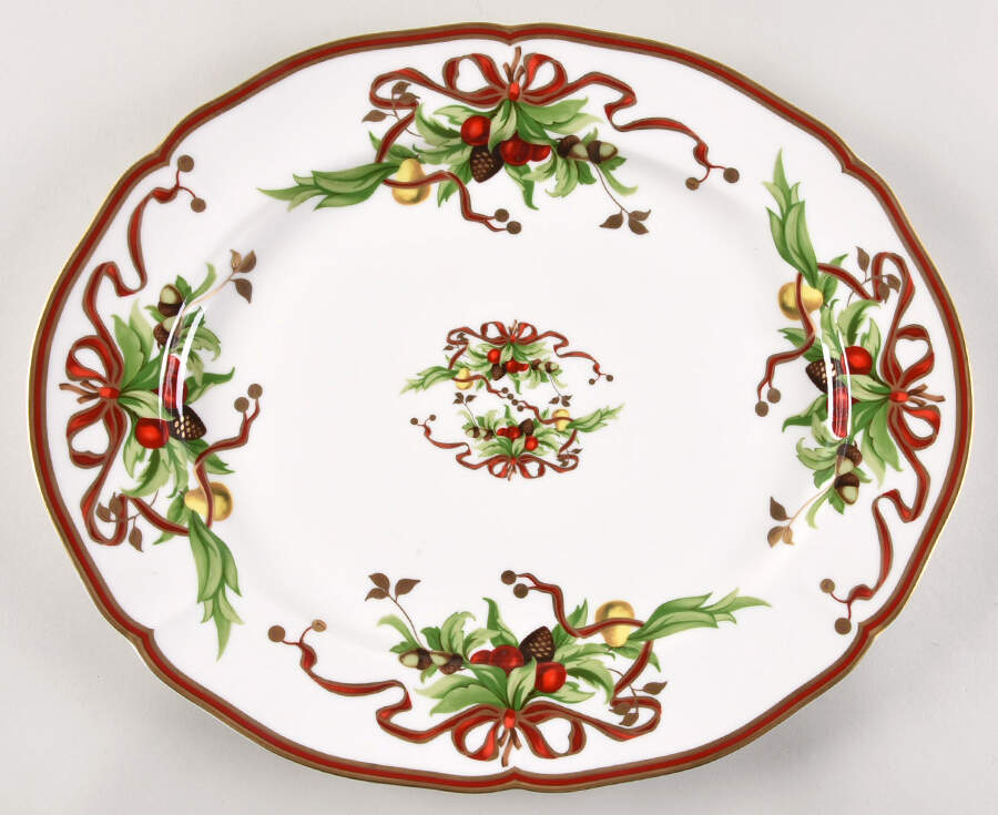 Tiffany Holiday (White Background, Japan) 16" Oval Serving Platter by Tiffany-1