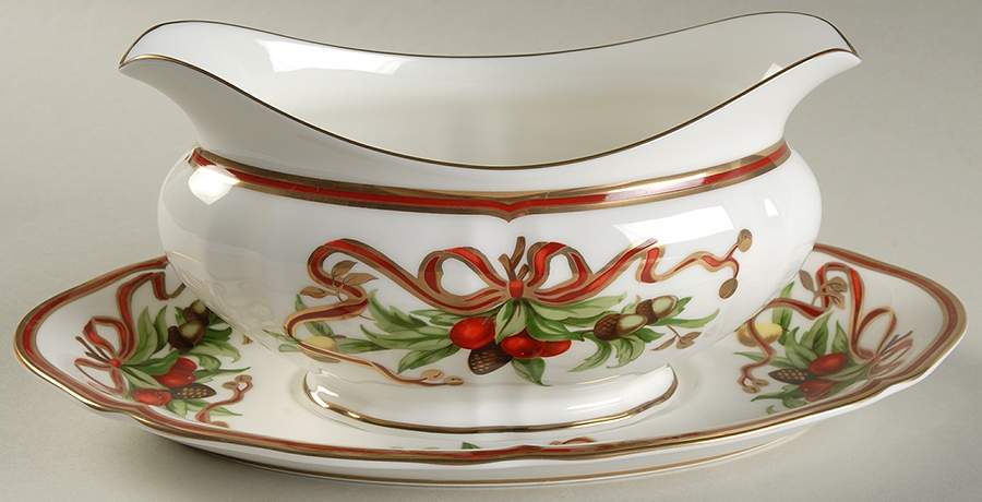 Tiffany Holiday (White Background, Japan) Gravy Boat & Underplate by Tiffany-1