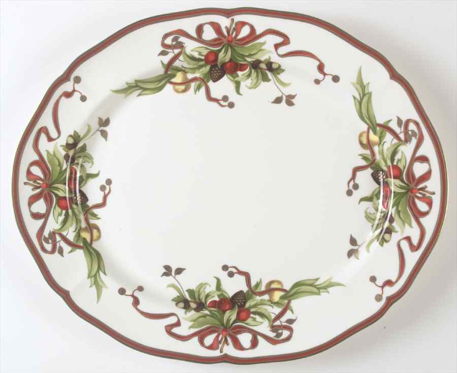 Tiffany Holiday (White Background, Japan) 16" Oval Serving Platter by Tiffany-1