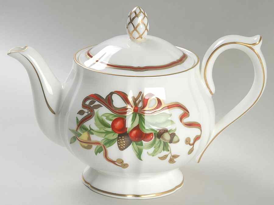 Tiffany Holiday (White Background, Japan) Teapot & Lid by Tiffany-1