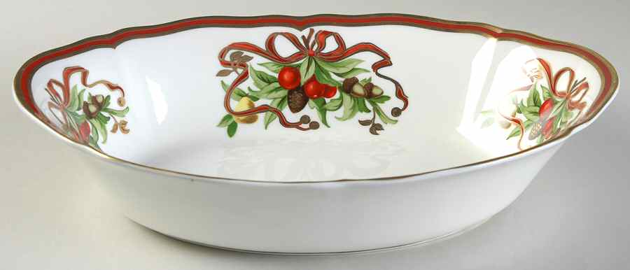 Tiffany Holiday (White Background, Japan) 10" Oval Vegetable Bowl by Tiffany-1