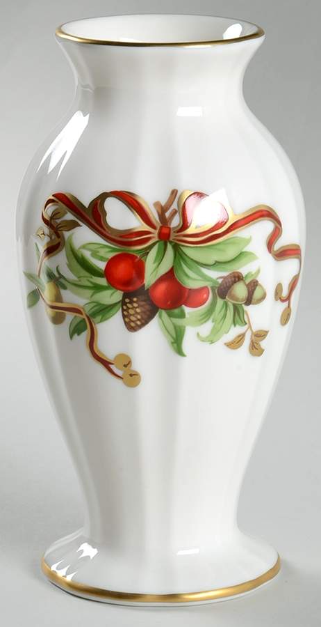 Tiffany Holiday (White Background, Japan) 7" Vase by Tiffany-1