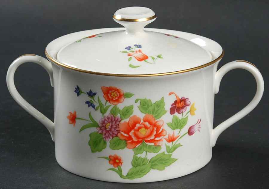 Imperial Flowers Sugar Bowl & Lid by Tiffany-1