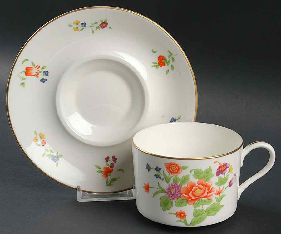 Imperial Flowers Flat Cup & Saucer Set by Tiffany-1