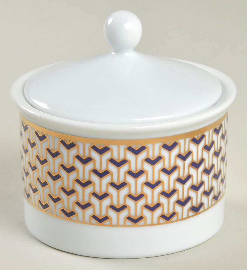Manhattan Blue Sugar Bowl & Lid by Tiffany-1