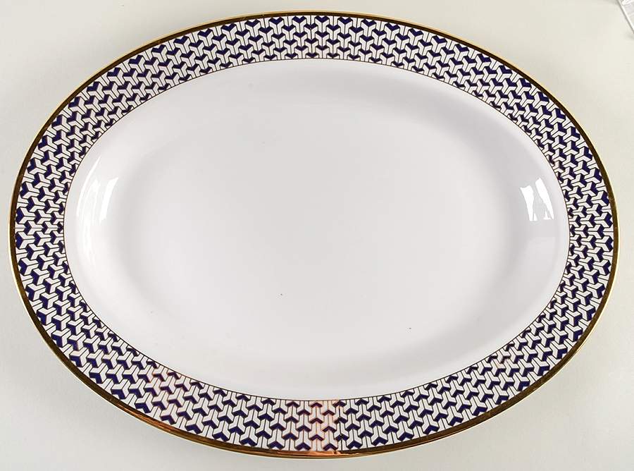 Manhattan Blue 16" Oval Serving Platter by Tiffany-1