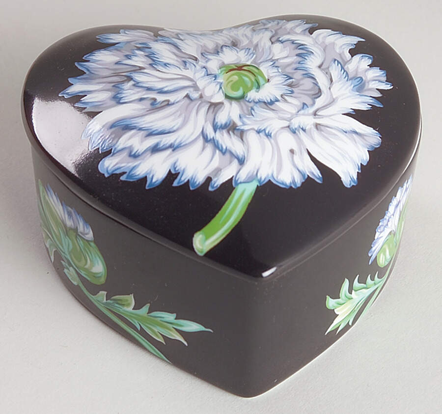 Mrs Delany's Flowers Heart Shape Box & Lid by Tiffany-1