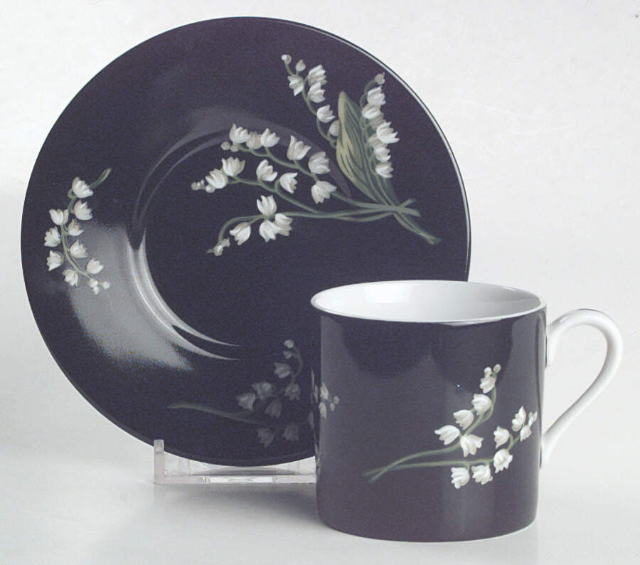Mrs Delany's Flowers Flat Demitasse Cup & Saucer Set by Tiffany-1
