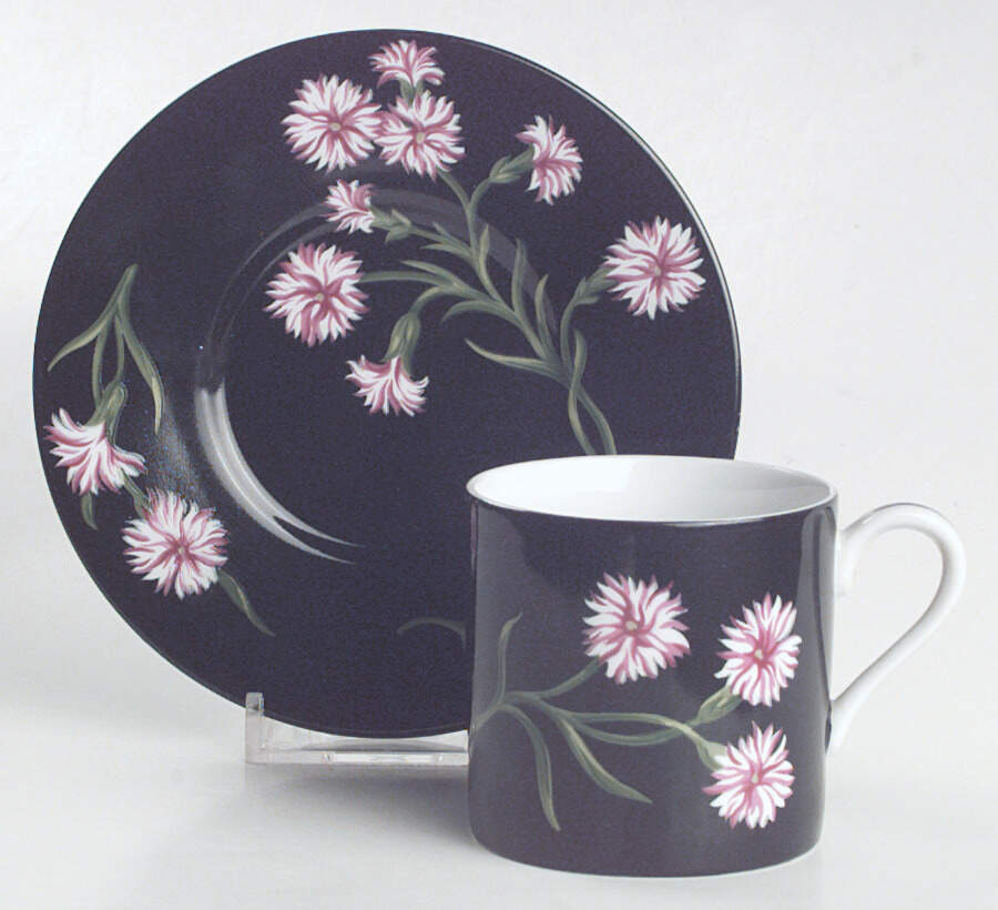 Mrs Delany's Flowers Flat Demitasse Cup & Saucer Set by Tiffany-1
