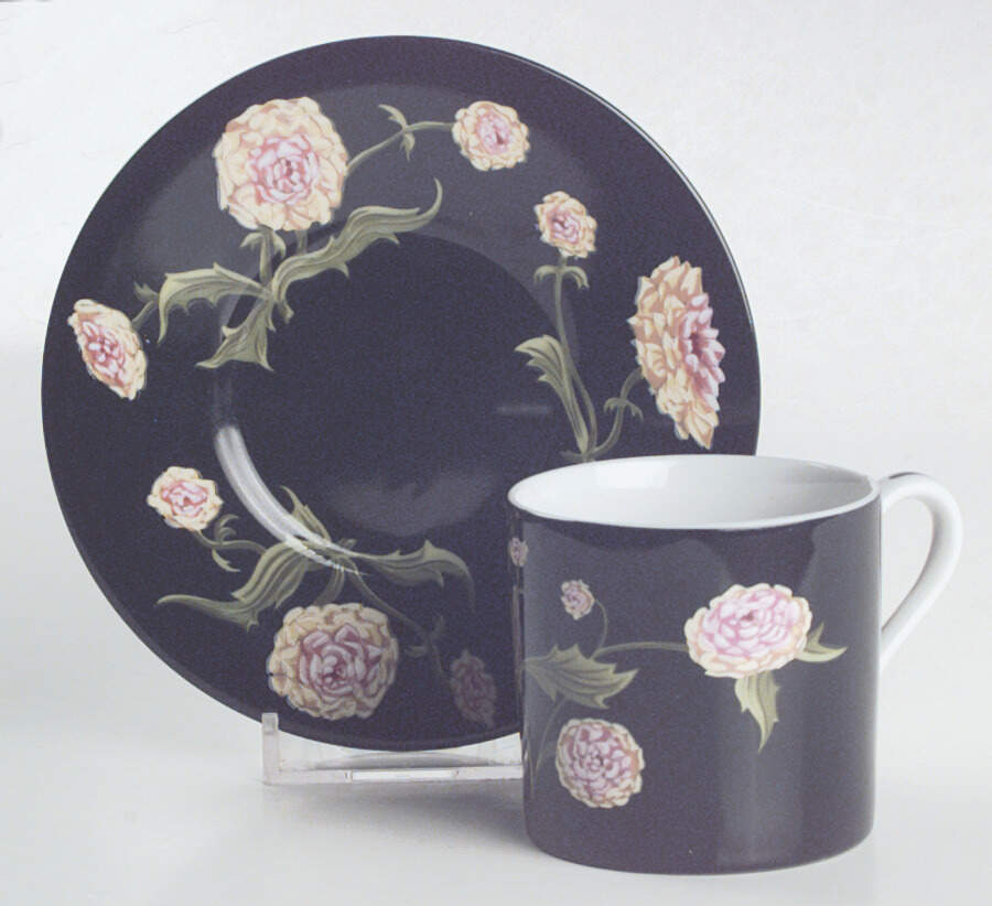 Mrs Delany's Flowers Flat Demitasse Cup & Saucer Set by Tiffany-1