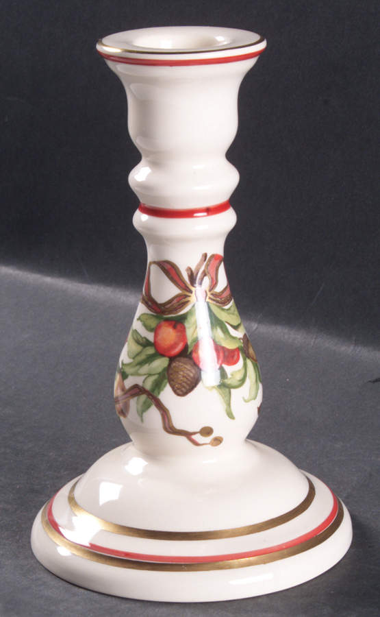 Tiffany Garland (Cream Background, England) 6" Candlestick by Tiffany-1