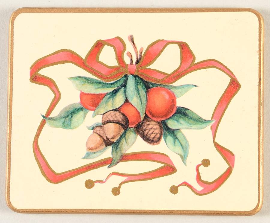 Tiffany Garland (Cream Background, England) Rectangular Coaster-Corkback by Tiffany-1