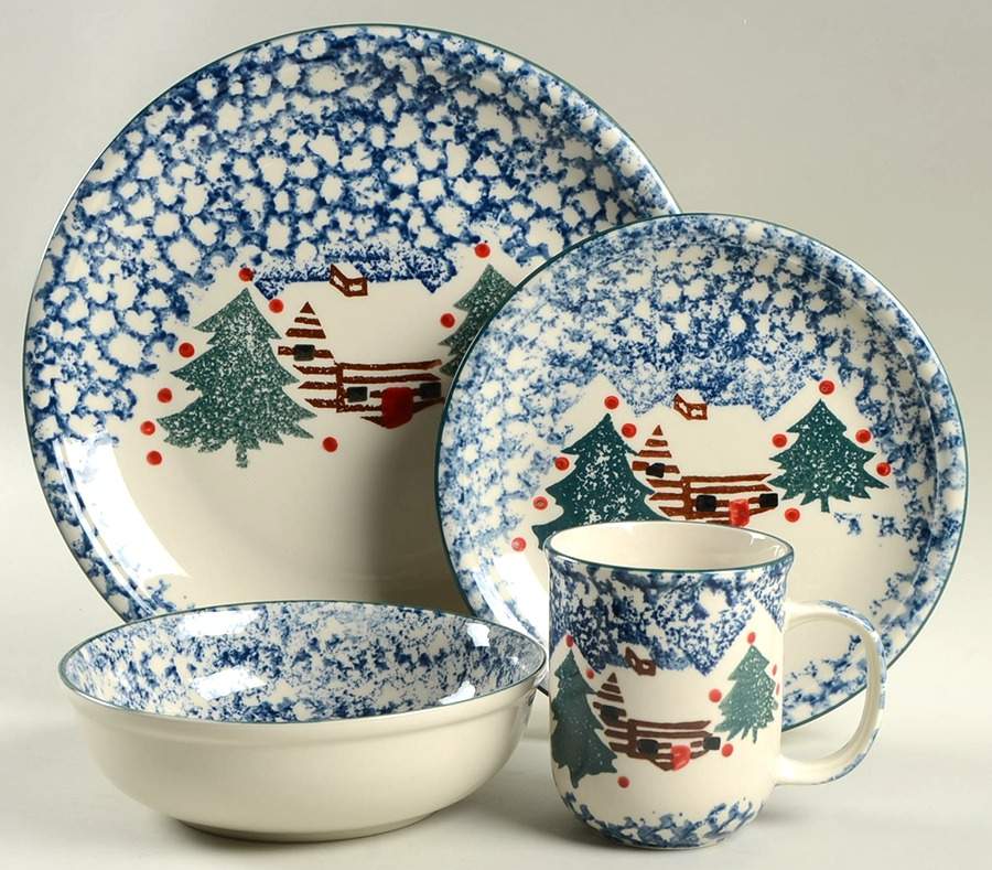 Cabin In The Snow 4 Piece Place Setting by Tienshan-1