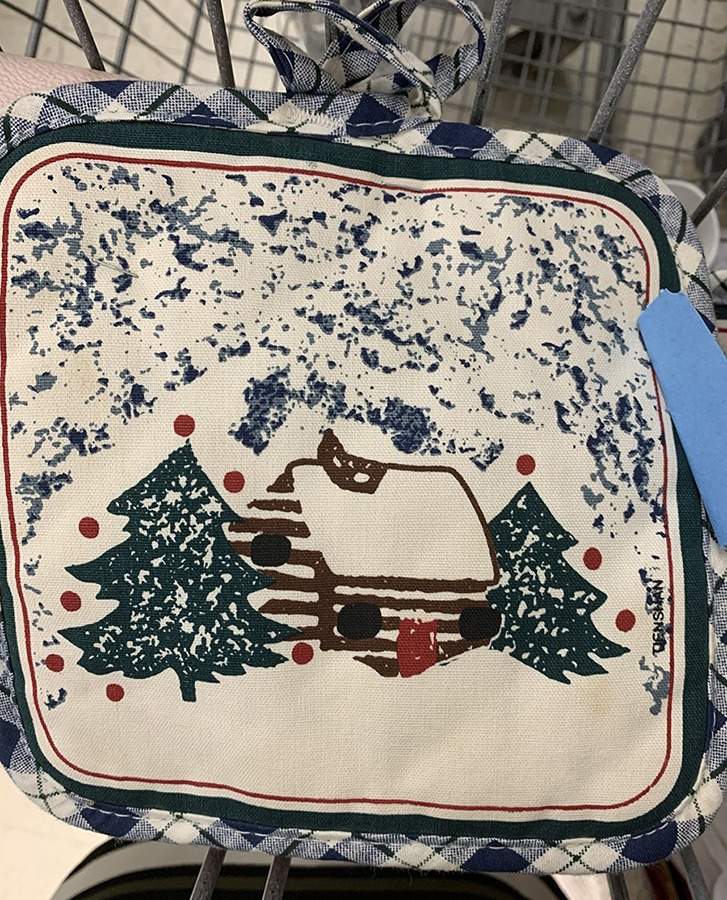 Cabin In The Snow Cloth Potholder by Tienshan-1