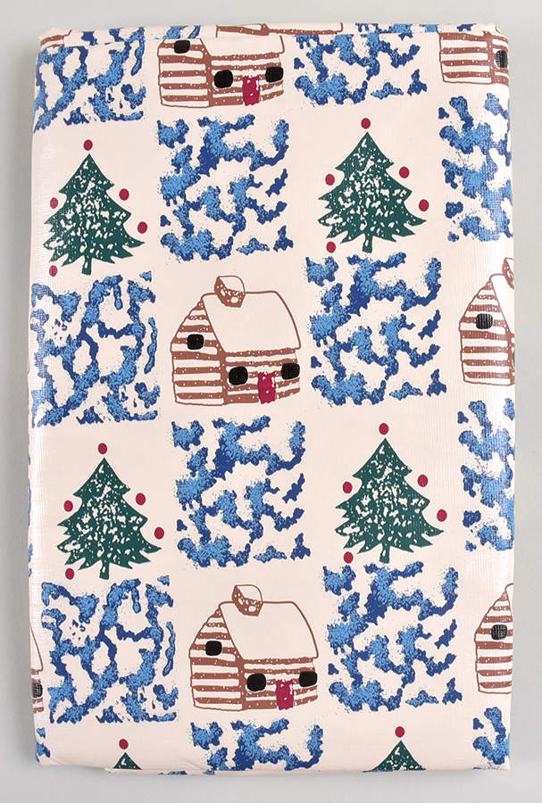 Cabin In The Snow 70" Round Flannel Backed Vinyl Tablecloth by Tienshan-1