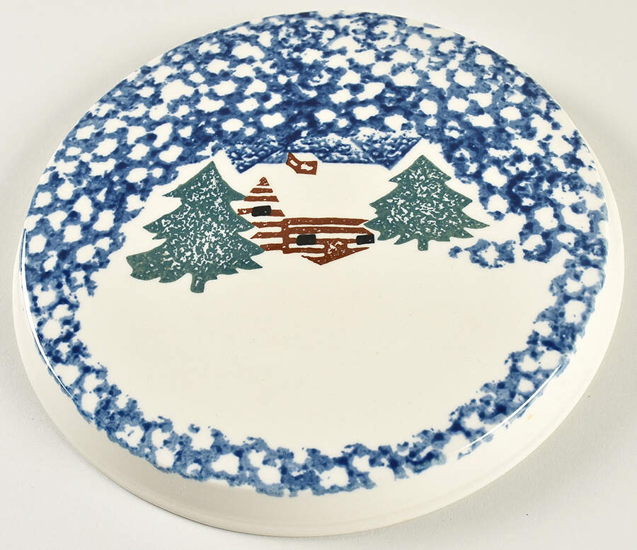 Cabin In The Snow Small Ceramic Stove Cover by Tienshan-1