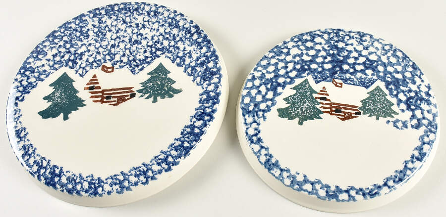 Cabin In The Snow Ceramic Stove Cover - Set of 2 by Tienshan-1
