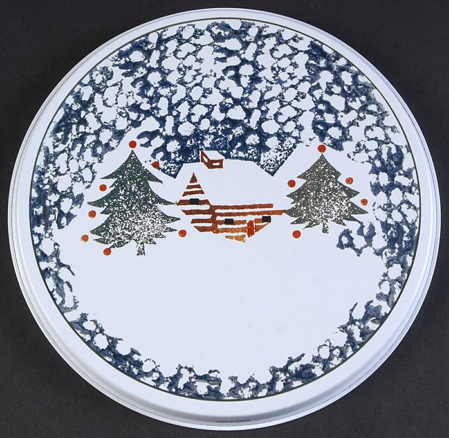 Cabin In The Snow 8" Individual Tin Round Stove Cover by Tienshan-1