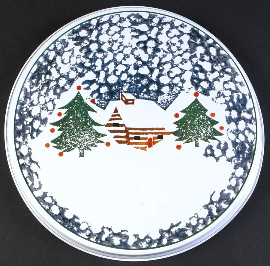 Cabin In The Snow 10" Individual Tin Round Stove Cover by Tienshan-1