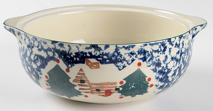 Cabin In The Snow 2 Qt Round Covered Casserole No Lid by Tienshan-1