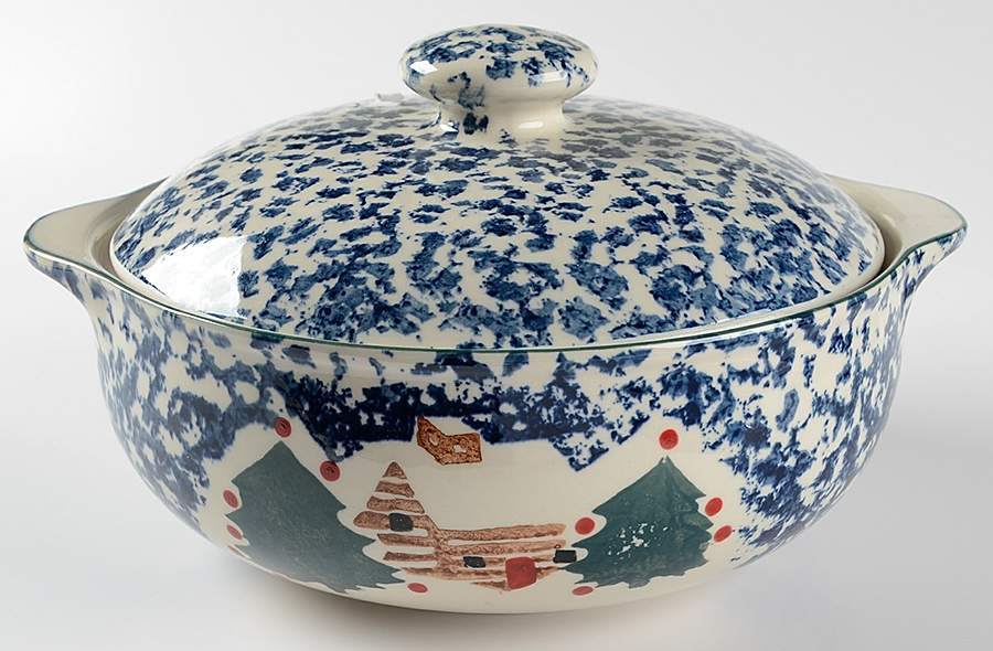 Cabin In The Snow 2 Qt Round Covered Casserole by Tienshan-1