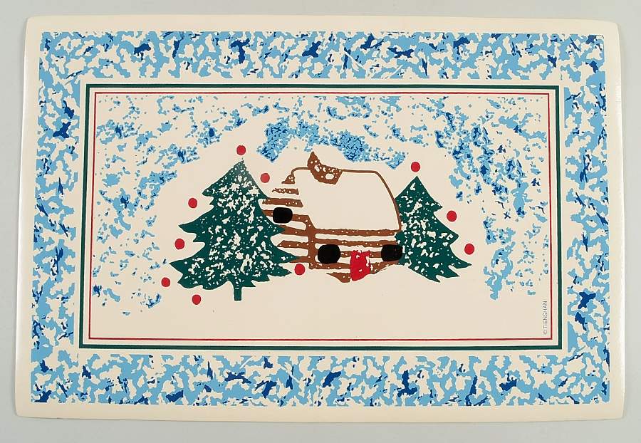 Cabin In The Snow Vinyl Placemat by Tienshan-1
