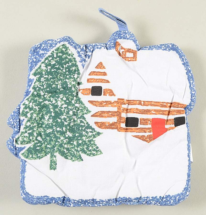 Cabin In The Snow Cloth Potholder by Tienshan-1