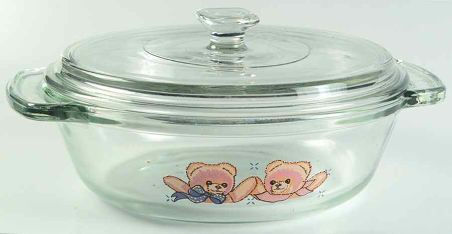 Country Bear 1.5 Qt Round Covered Casserole with Glass Lid by Tienshan-1