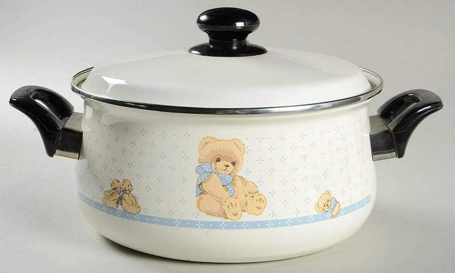 Country Bear 4 Quart Metal Covered Casserole by Tienshan-1