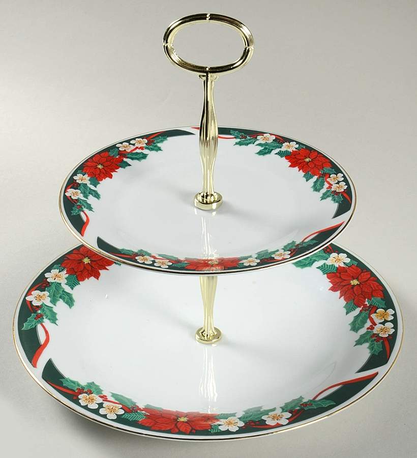 Deck The Halls (Verge) 2 Tiered Serving Tray (Dinner & Salad Plate) by Tienshan-1